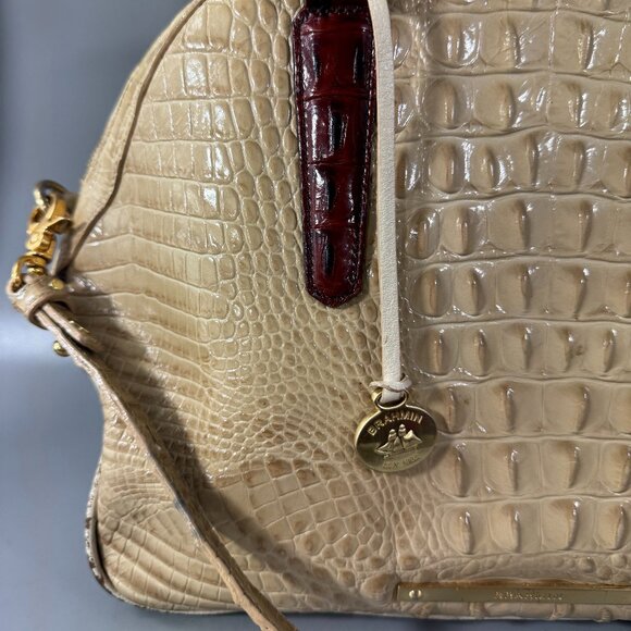 Brahmin Hudson Croc Embossed Leather Twill Tri- Texture Satchel - Picture 2 of 15